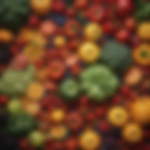 Colorful array of fruits and vegetables showcasing mood-boosting nutrients