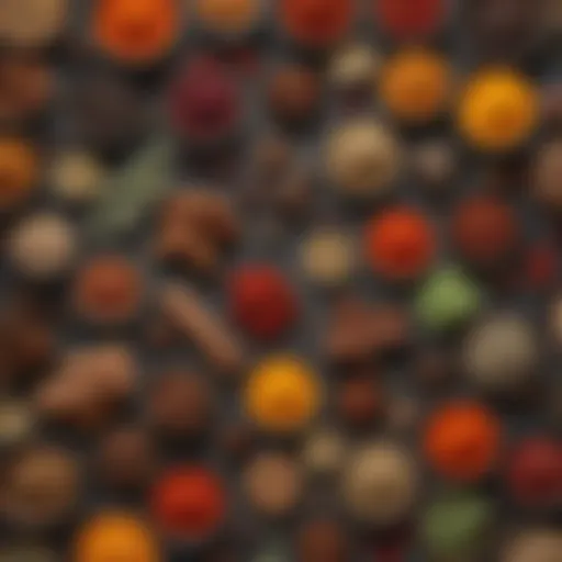 A vibrant spread of spices showcasing their textures and colors.