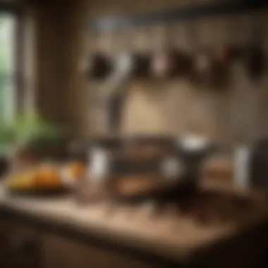 The Elegance of Culinary Tools An elegant pot in a rustic kitchen setup