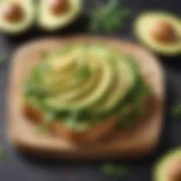 Sliced avocado on toast garnished with herbs