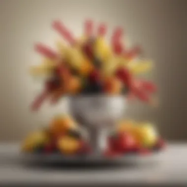 Elegant presentation of a gourmet edible arrangement