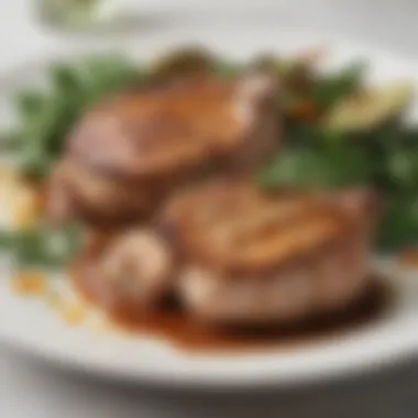 Deliciously plated pork chops garnished with herbs