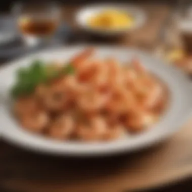 Gourmet Experience: Fake Shrimp in Fine Dining A gourmet dish featuring fake shrimp in an elegant restaurant setting