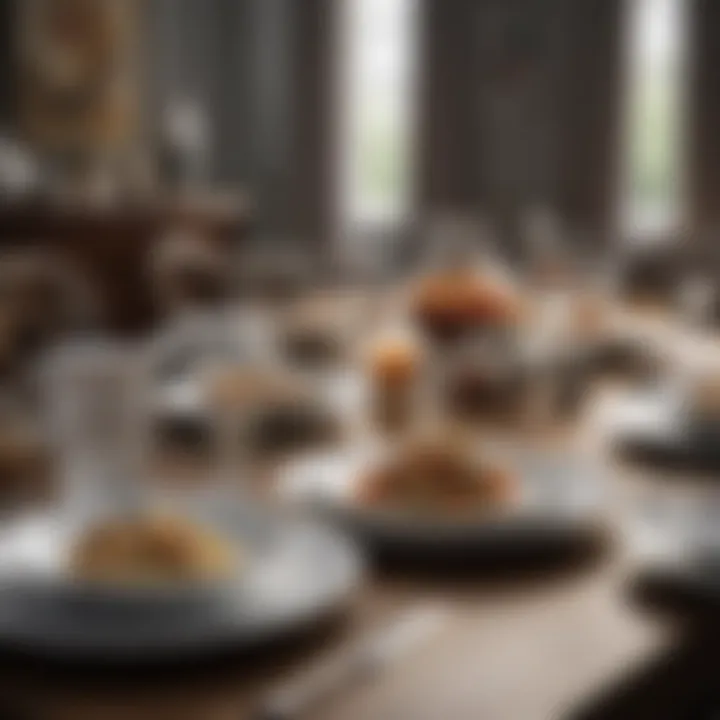 A beautifully set table featuring a variety of crockery styles, catering to a sophisticated dinner gathering.