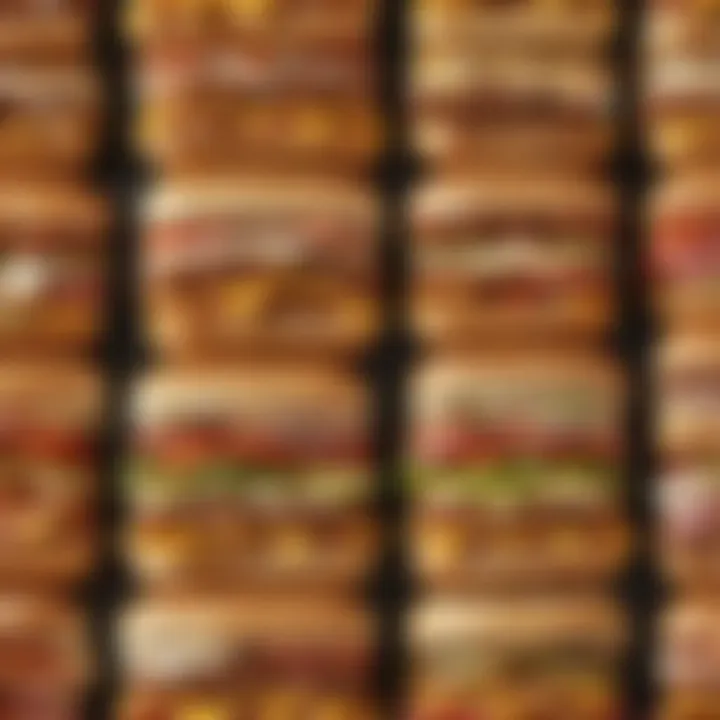 Nutritional information chart related to fast food sandwiches