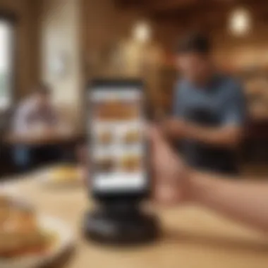 Seamless Reward Redemption A customer scanning a phone at a restaurant for redeeming rewards