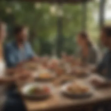 Loyalty and Dining Experience A group of friends enjoying a meal, reflecting loyalty to a dining brand