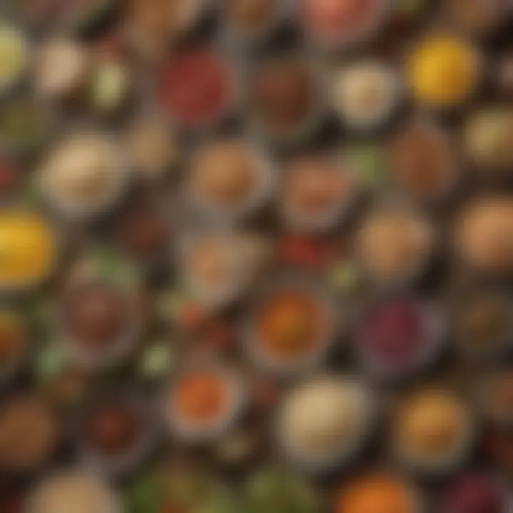 An assortment of high-volume foods such as salads and whole grains in a bowl