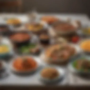 Nutritious Meals for Lasting Energy A dining table set with a variety of nutritious dishes designed to extend satiety