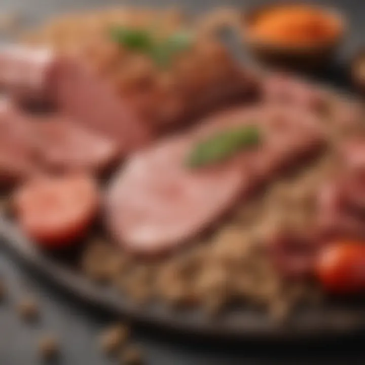 A close-up of a protein-rich meal, showcasing legumes and lean meats