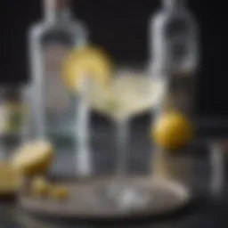 Elegant cocktail featuring gin, lemon, and champagne