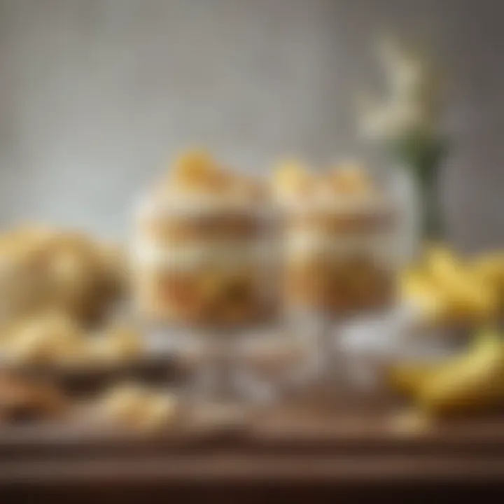 A dessert table featuring gluten-free banana pudding among other treats.
