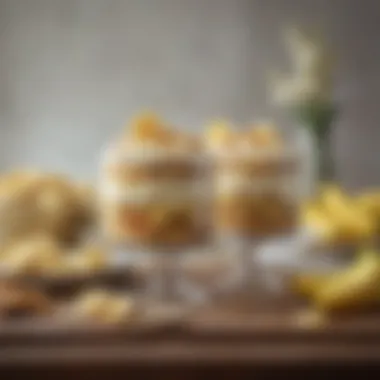 Dessert Table with Gluten-Free Banana Pudding A dessert table featuring gluten-free banana pudding among other treats.