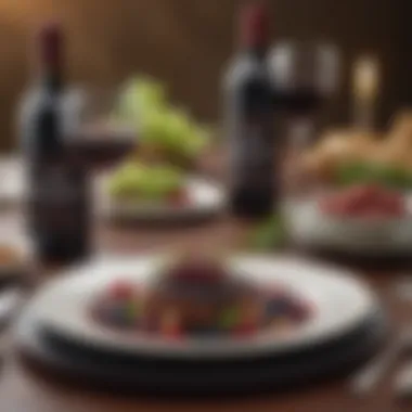 Elegant Table Setting with Cabernet Sauvignon Pairings An elegant table setting featuring Cabernet Sauvignon paired with gourmet dishes