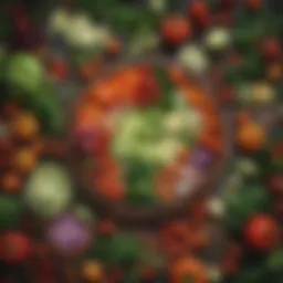 Vibrant assortment of fresh vegetables and herbs