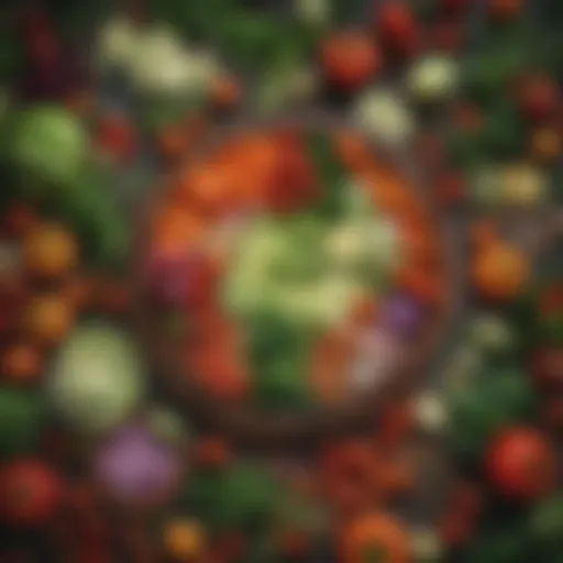 Vibrant assortment of fresh vegetables and herbs
