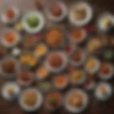 Diverse Cuisine on a Table An elegant spread of simple meals showcasing diversity in cuisine.