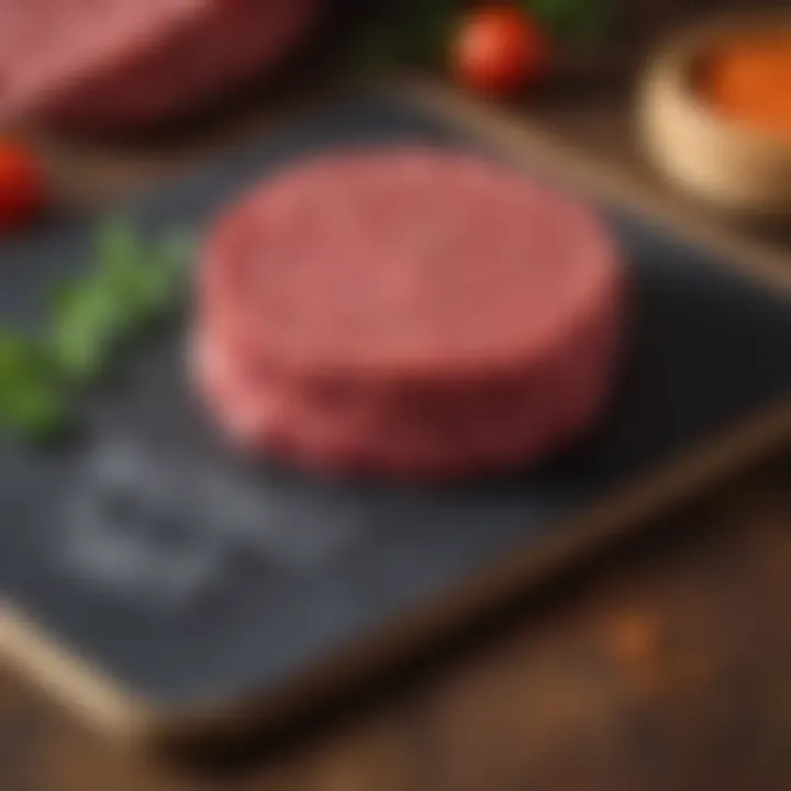 Nutritional breakdown of ground beef sirloin on a chalkboard