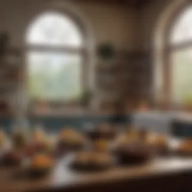 Sustainable Sourcing for Breakfast Bats A sustainable kitchen setup with fresh ingredients sourced for breakfast bats.