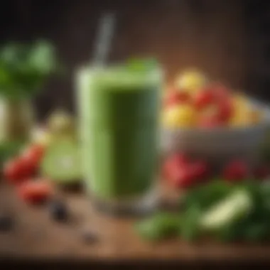 Refreshing Green Smoothie Packed with Nutrition A glass of smoothie filled with green vegetables and fruits