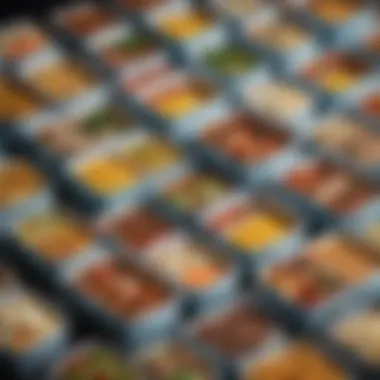 Variety of Meals in Heat Retaining Lunch Boxes A selection of delicious meals stored in heat retaining lunch boxes, demonstrating their capacity.