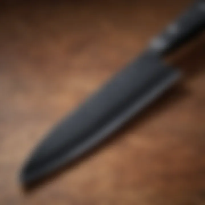 Close-up of a high carbon knife blade showcasing its sharp edge and finish