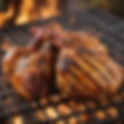 A beautifully grilled Huli Huli chicken on a barbecue grill, showcasing its caramelized glaze.