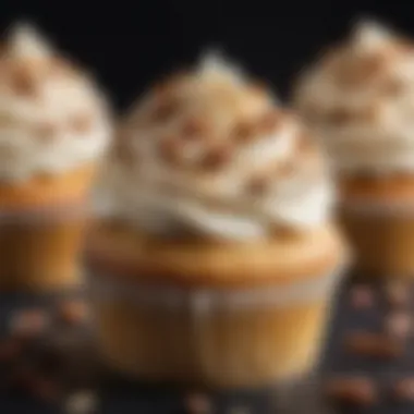 Close-up of a Keto Cupcake Close-up of a single keto cupcake with rich frosting and a sprinkle of nuts.