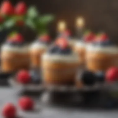Elegant Keto Cupcake Presentation An elegant presentation of keto cupcakes on a decorative platter surrounded by fresh berries.