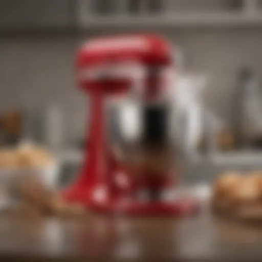 A KitchenAid stand mixer adorned with various professional attachments showcasing versatility.