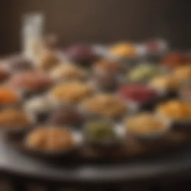 An array of low carb snacks displayed elegantly on a table