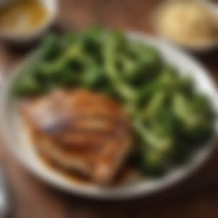 A delicious plate of grilled chicken paired with steamed broccoli