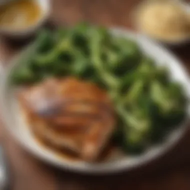 Grilled Chicken with Broccoli A delicious plate of grilled chicken paired with steamed broccoli