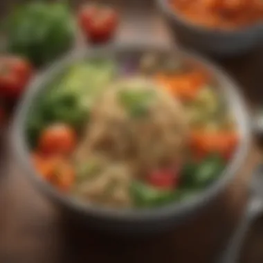 Quinoa Vegetable Bowl A hearty bowl of quinoa mixed with seasonal vegetables and herbs