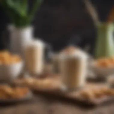Low Sugar Chai Latte with Healthy Snacks A scenic setup showcasing low sugar chai latte alongside health-conscious snacks