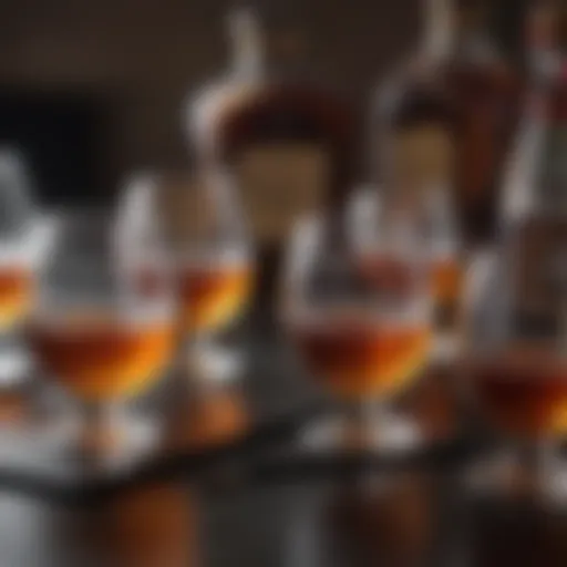 Elegant presentation of mini Hennessy shots with unique glassware