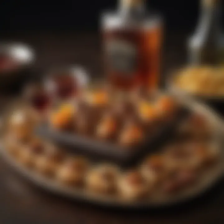 A beautifully arranged platter of food pairings for mini Hennessy shots