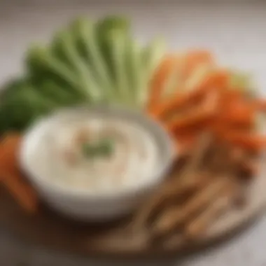 Crunchy Veggies with a Flavorful Dip Fresh vegetable sticks served with a creamy nut-free dip
