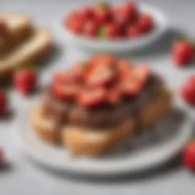 Rich, decadent Nutella spread on a slice of fresh bread with strawberries.