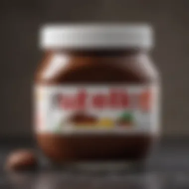 A close-up view of a jar of Nutella showcasing its glossy texture.