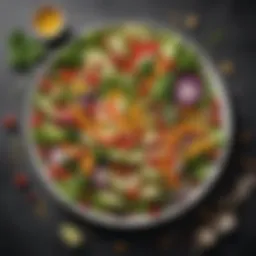 Colorful fresh salad with a variety of vegetables and a light dressing