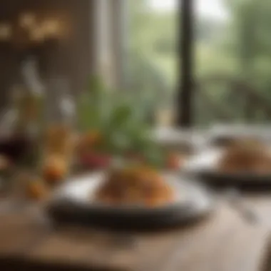 An elegant table setting featuring organic gourmet meals