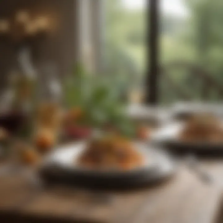 An elegant table setting featuring organic gourmet meals