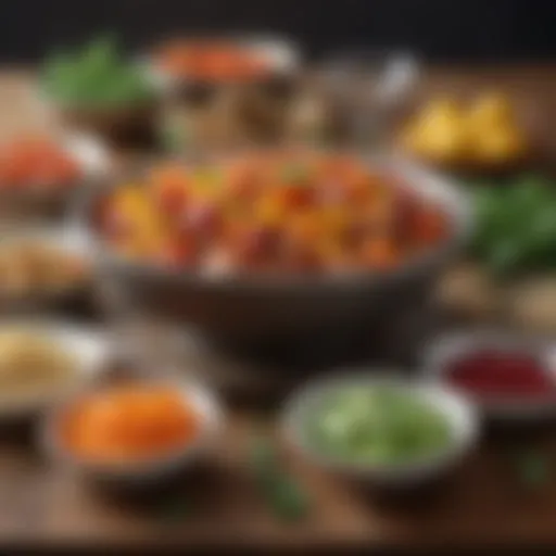 A vibrant spread of organic dishes showcasing fresh ingredients