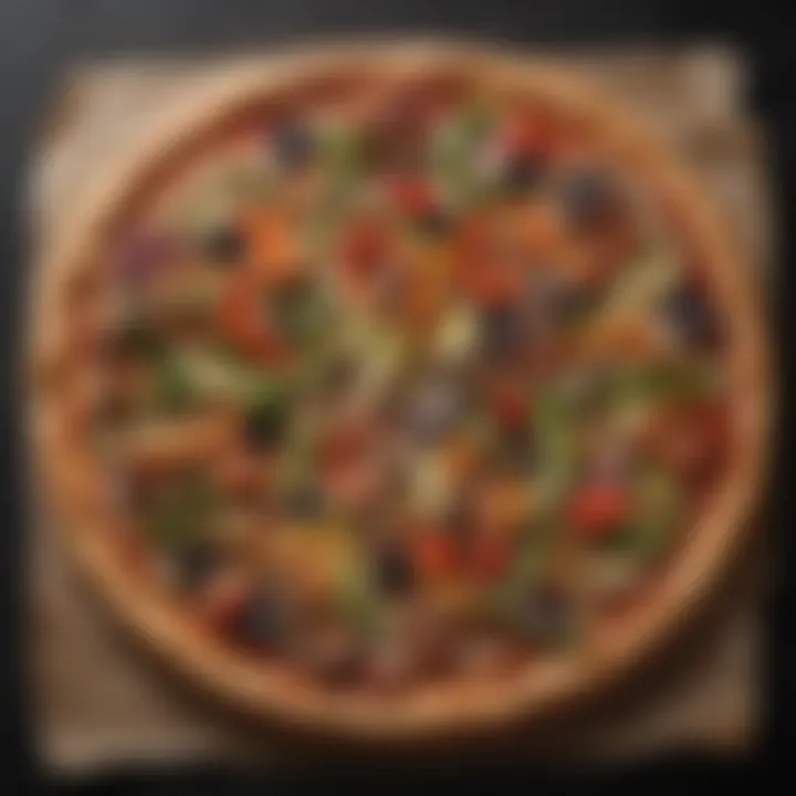 Freshly baked whole wheat pizza topped with vibrant vegetables