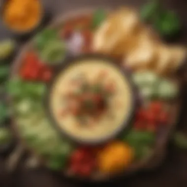 Creative Plant-Based Queso Platter A creative platter showcasing various plant-based queso recipes