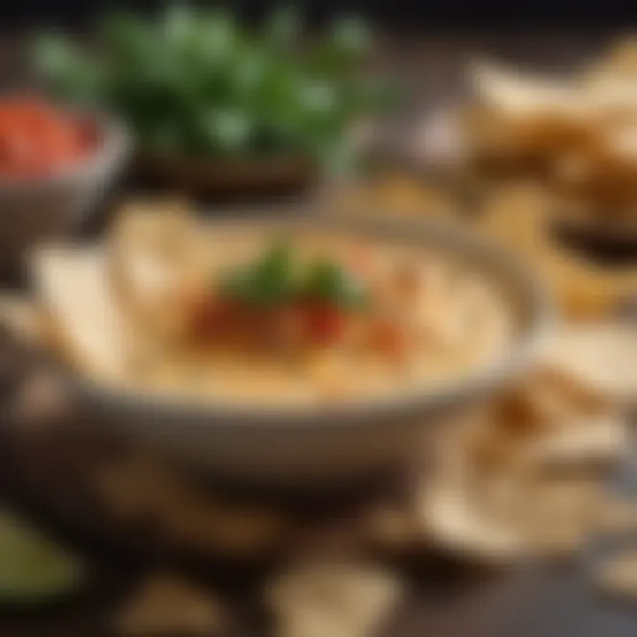 Delicious plant-based queso served with tortilla chips