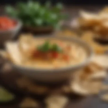 Plant-Based Queso with Tortilla Chips Delicious plant-based queso served with tortilla chips