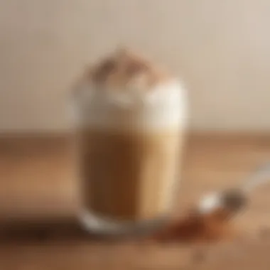 Close-up of whipped coffee mixture showcasing its creamy texture