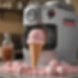 Close-up look at a roller ball ice cream maker in action
